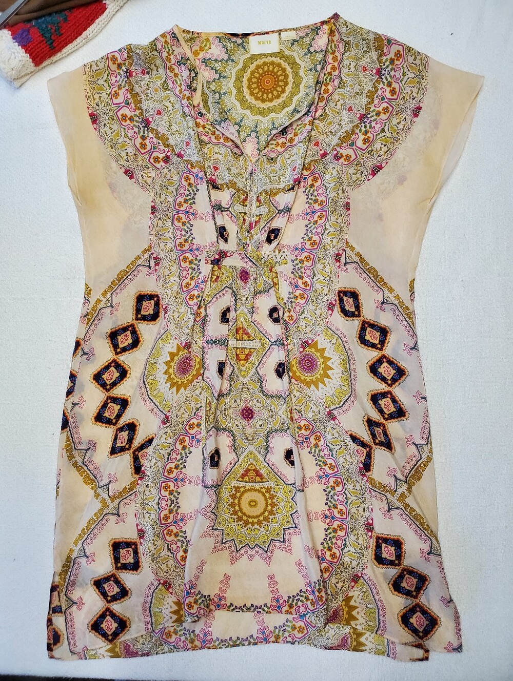 Anthropologie Maeve Silk Medallion Print Shift Dress Sz Small Boho Sleeveless